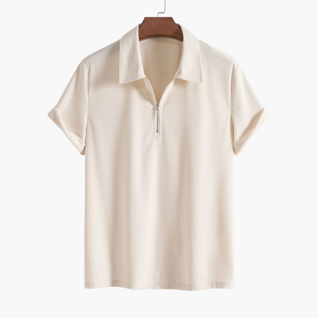 Camisa "Modern Zip" – Textura Acanalada y Estilo Vanguardista