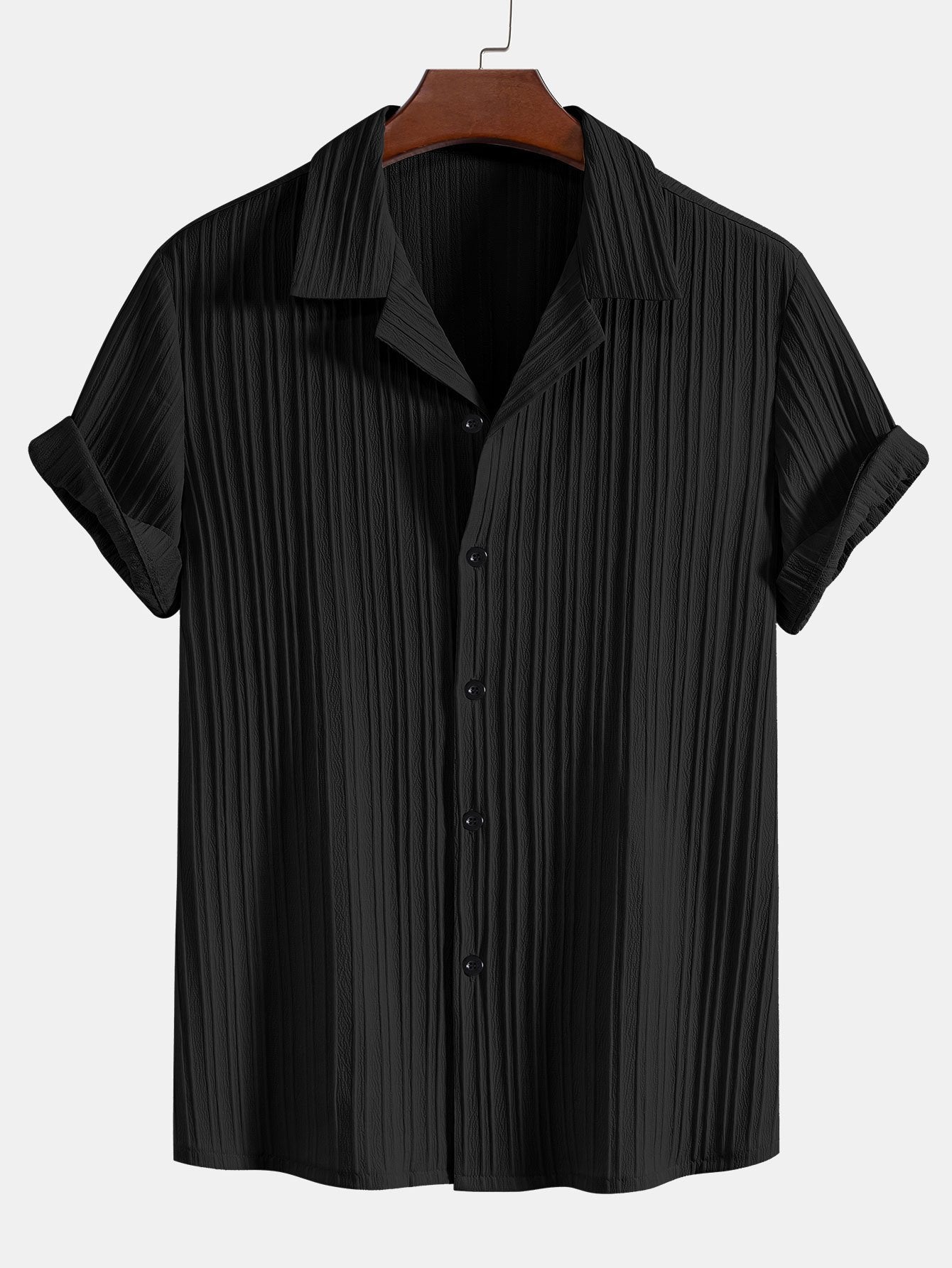Camisa "Luz de Verano" – Jacquard Rayado & Cuello Cubano