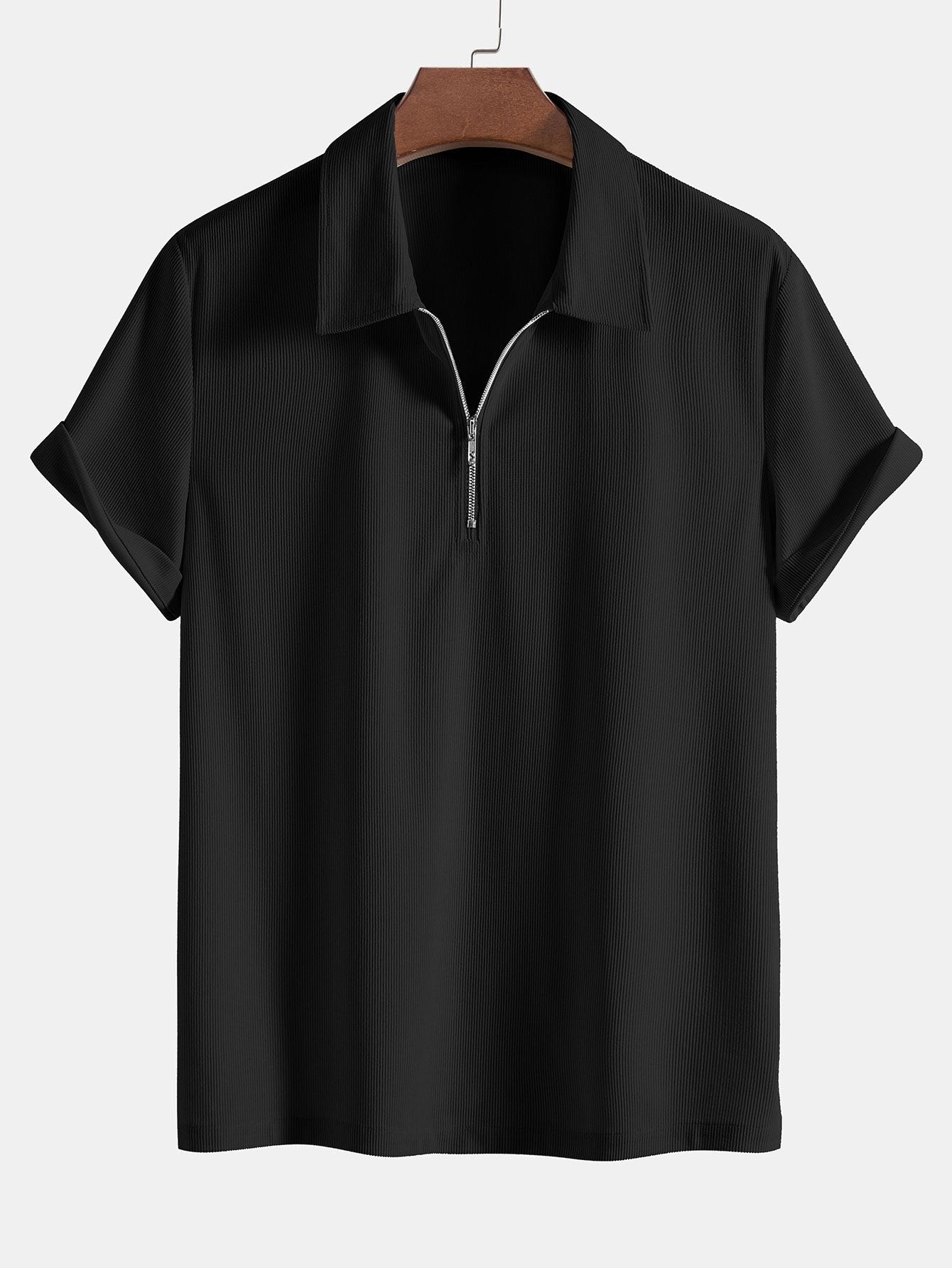 Camisa "Modern Zip" – Textura Acanalada y Estilo Vanguardista