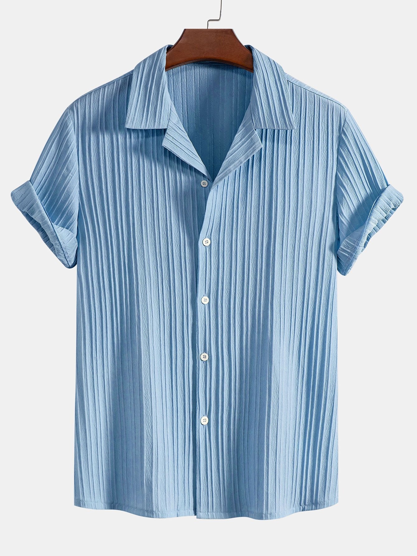 Camisa "Luz de Verano" – Jacquard Rayado & Cuello Cubano