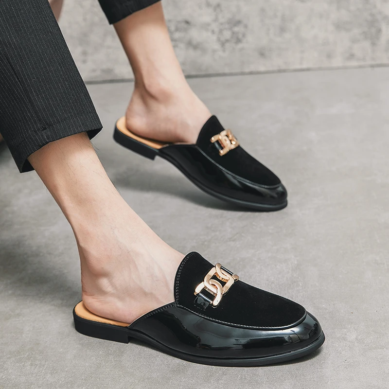 Zapato Mocasín Negro de Cuero – Estilo de Media Estación