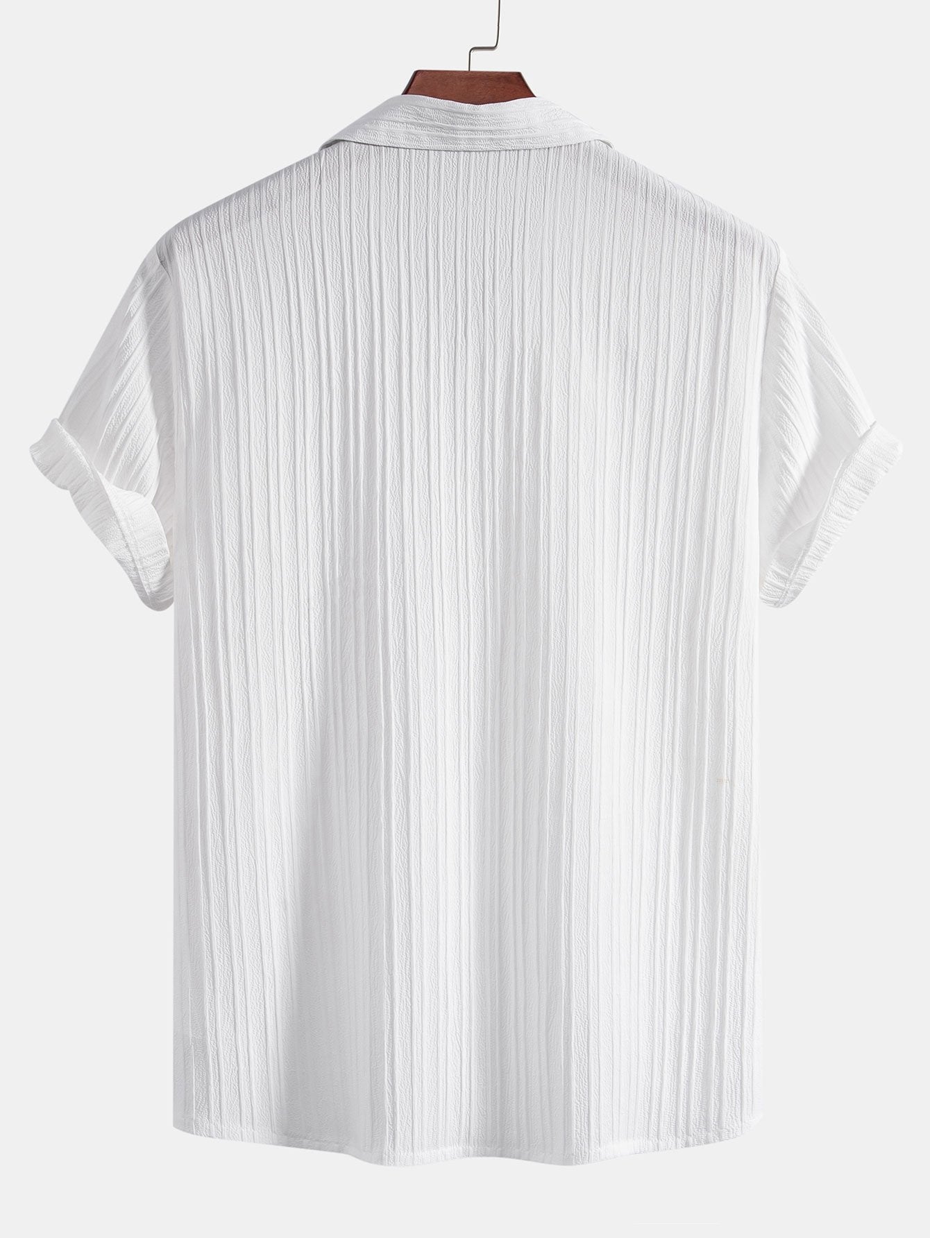 Camisa "Luz de Verano" – Jacquard Rayado & Cuello Cubano