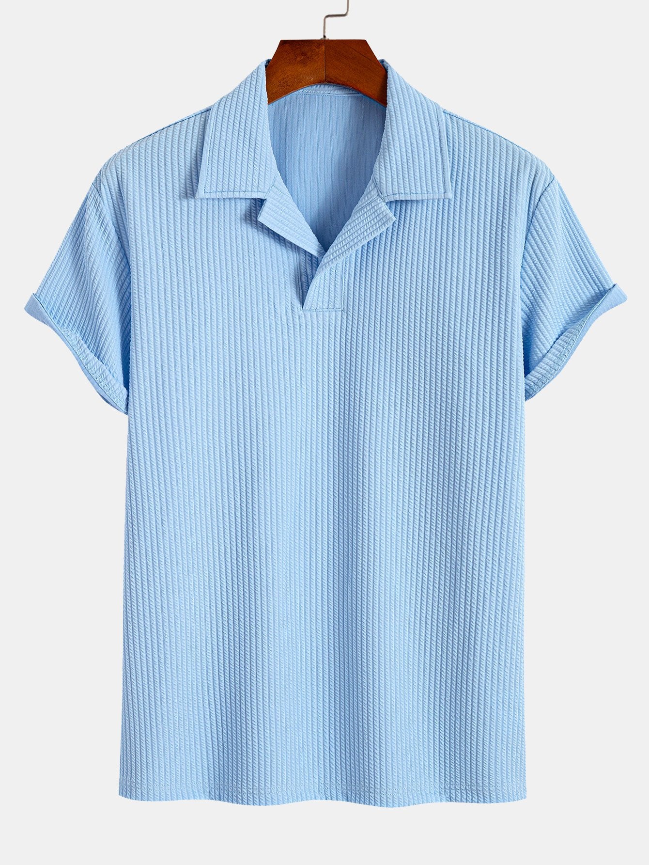 Camisa Polo "Riviera" – Elegancia Acanalada y Cuello Abierto
