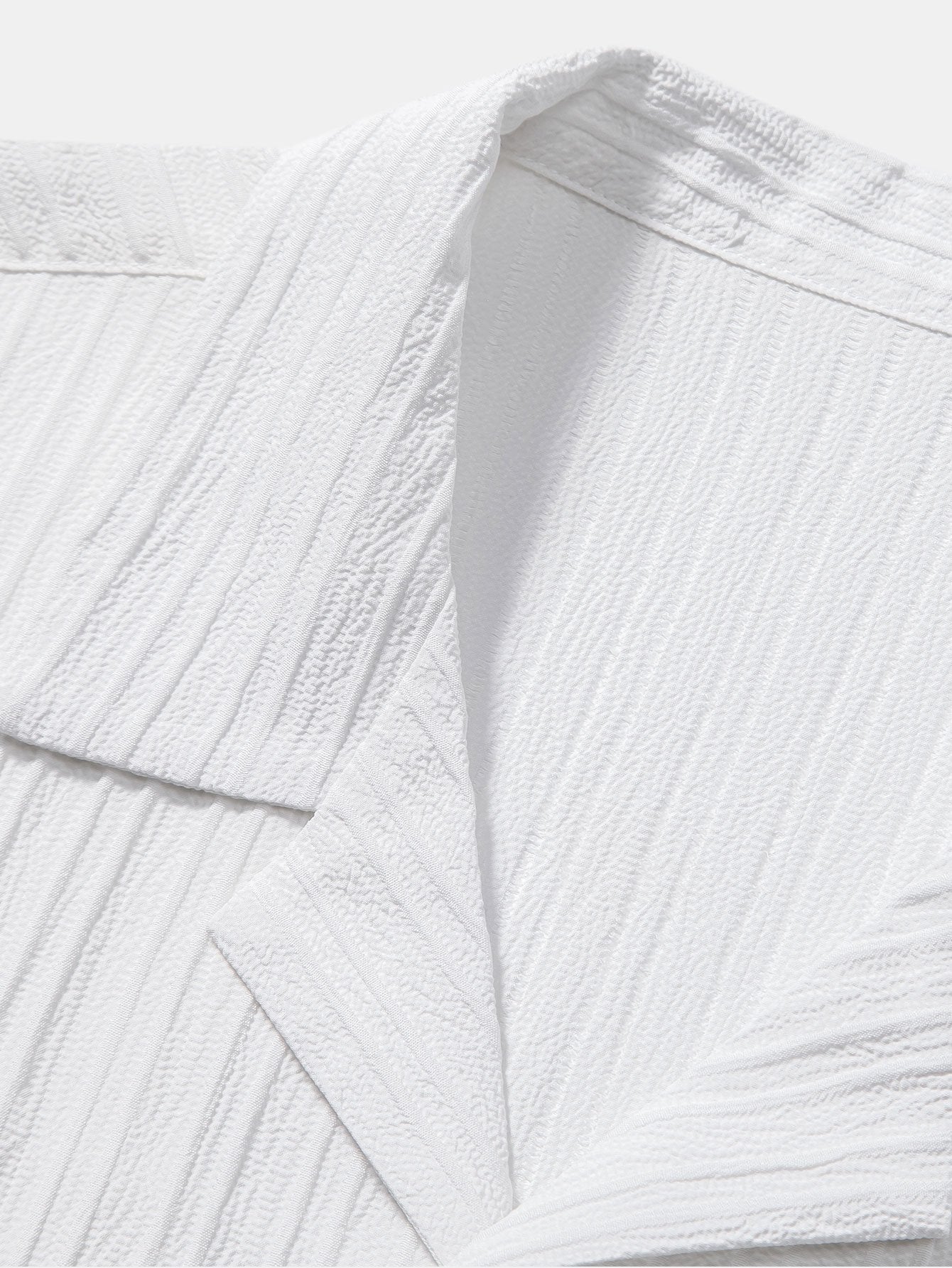Camisa "Luz de Verano" – Jacquard Rayado & Cuello Cubano